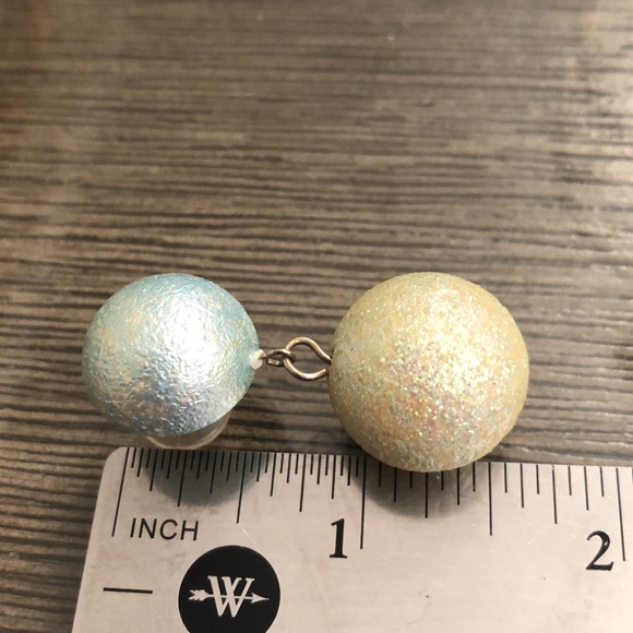Vintage Light Blue Splatter & Glitter Bead / Ball Drop Earrings - Picture 7 of 13